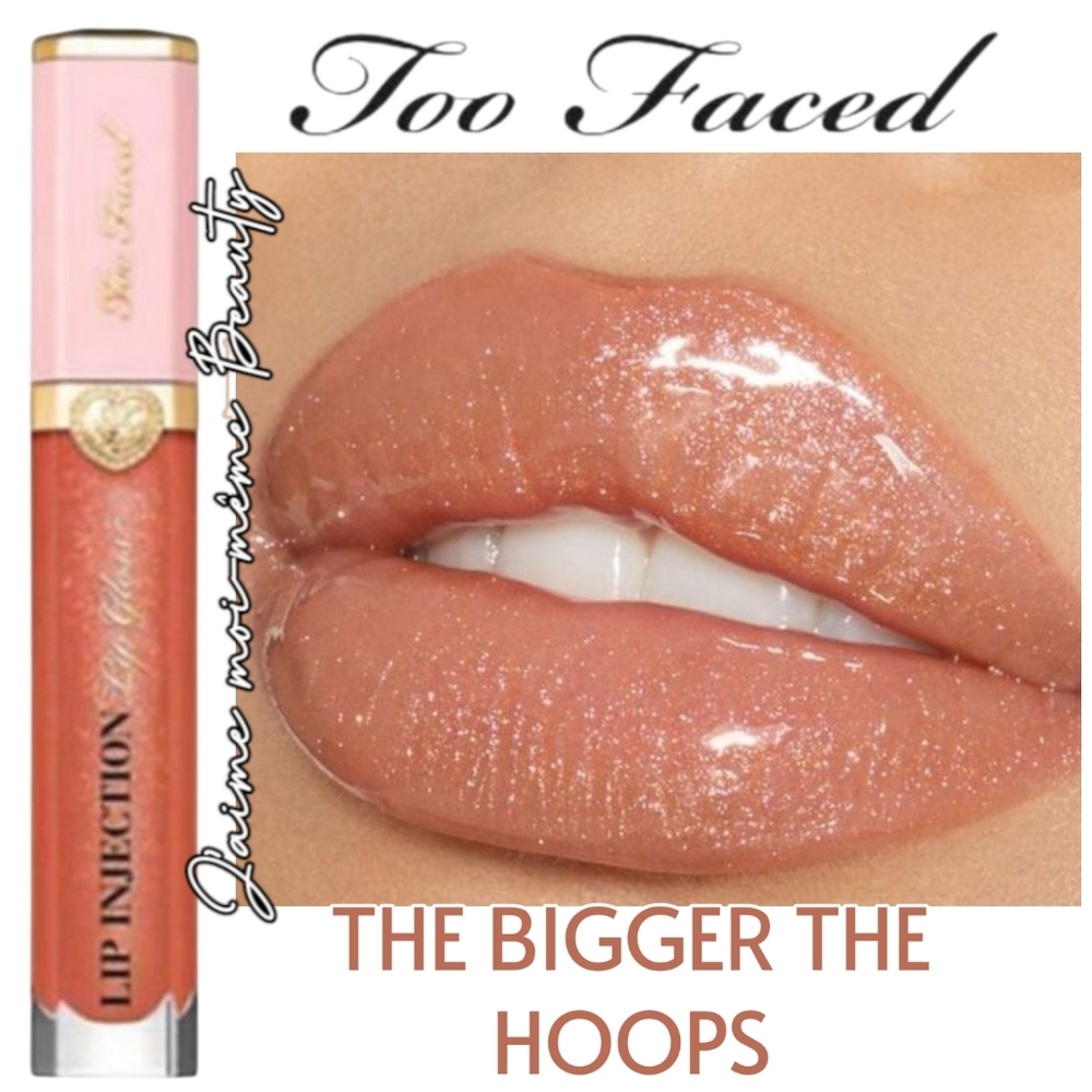 Too Faced Lip Injection Plumping Gloss- The Bigger the Hoops (Warm Nude Glitter)